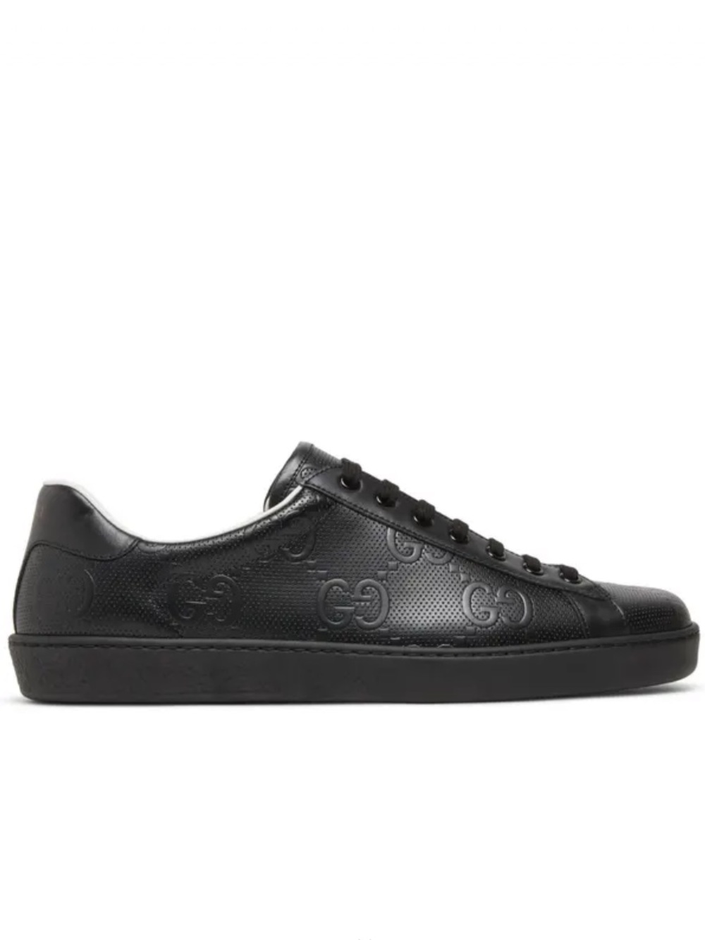 Gucci Black Perforated GG Leather Low-Top Sneakers